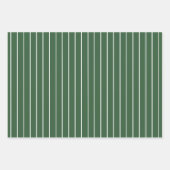 Hunter Groen en Wit Dun Horizontaal Gestreept Inpakpapier Vel (Voorkant 2)