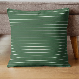 Hunter Groen en Wit Dun Horizontaal Gestreept Kussen