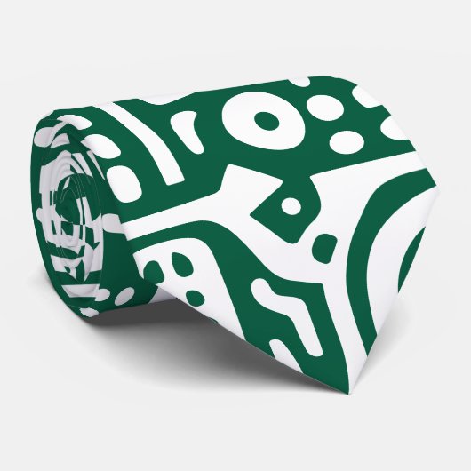 Hunter groen en witte doodles van 7 stropdas (Opgerold)