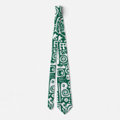 Hunter groen en witte doodles van 7 stropdas (Achterkant)