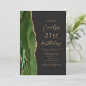 Hunter Groen Goud Agate Leisteen Script 21e Verjaa Kaart (Staand voorkant)