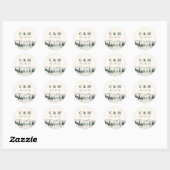 Hunter-groen | Monogram mountain Sketch Wedding Ronde Sticker (Vel)