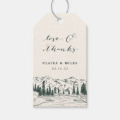 Hunter-groen | Mountain Sketch Wedding Bedankt Cadeaulabel (Voorkant)