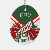 Hunter Groen, Rood, Wit - Cheerleader 📣💖 Keramisch Ornament (Rechts)