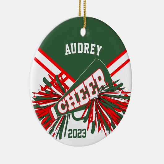 Hunter Groen, Rood, Wit - Cheerleader 📣💖 Keramisch Ornament (Rechts)