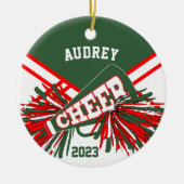 Hunter Groen, Rood, Wit - Cheerleader 📣💖 Keramisch Ornament (Voorkant)