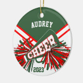 Hunter Groen, Rood, Wit - Cheerleader 📣💖 Keramisch Ornament (Links)