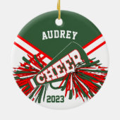 Hunter Groen, Rood, Wit - Cheerleader 📣💖 Keramisch Ornament (Achterkant)