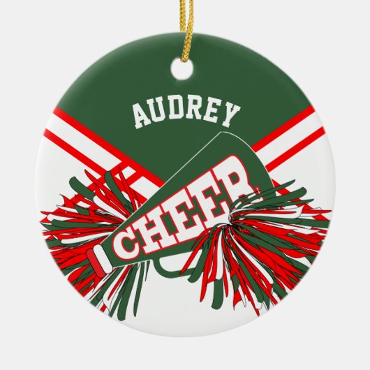 Hunter Groen, Rood, Wit voor een Cheerleader 📣💖 Keramisch Ornament (Voorkant)
