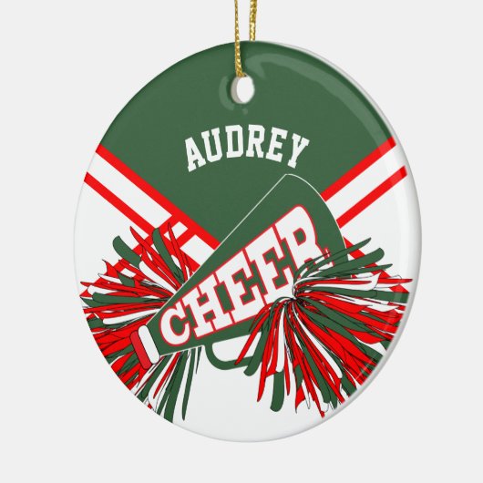Hunter Groen, Rood, Wit voor een Cheerleader 📣💖 Keramisch Ornament (Links)