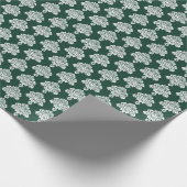 Hunter-groen | Wit Damast inpakpapier (Hoek)