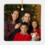 Hunter Groen Wit Grieks Key Border Familiefoto Keramisch Ornament (Achterkant)