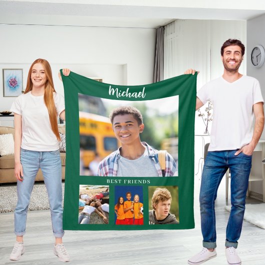 Hunter groene foto collage jongen vrienden fleece deken