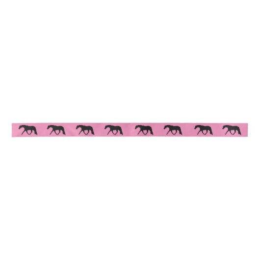 Hunter Horse Ribbon Black Satijnen Lint (Voorkant)