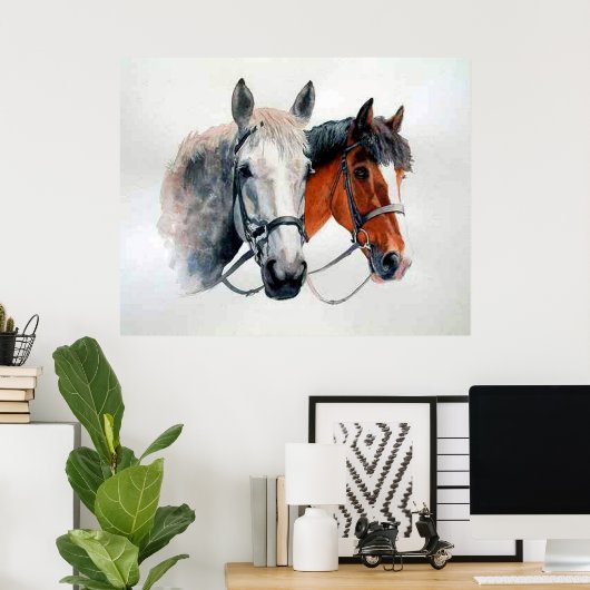 Hunter Horses Portrait Poster Print (Thuiskantoor)