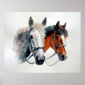 Hunter Horses Portrait Poster Print (Voorkant)