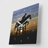 Hunter Jumper Eventing Horse and Rider Vierkante Klok (Hoek)