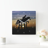 Hunter Jumper Eventing Horse and Rider Vierkante Klok (Huis)
