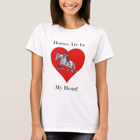 Hunter/Jumper Horse in Heart T-shirt (Voorkant)