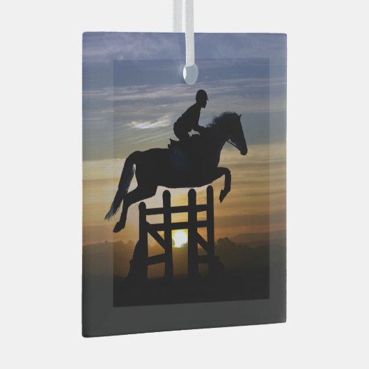 Hunter Jumper Horse Kerstmis Glas Ornament (Voorkant Rechts)