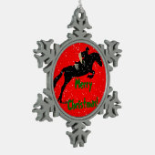 Hunter Jumper Horse Kerstmis Tin Sneeuwvlok Ornament (Links)