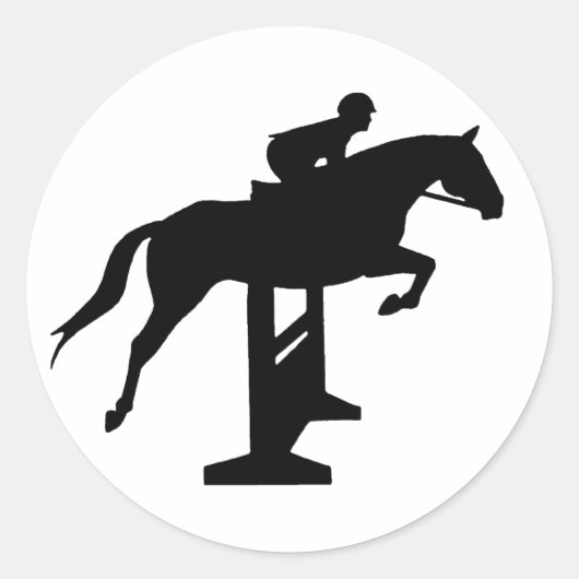 Hunter Jumper Horse & Rider Ronde Sticker (Voorkant)