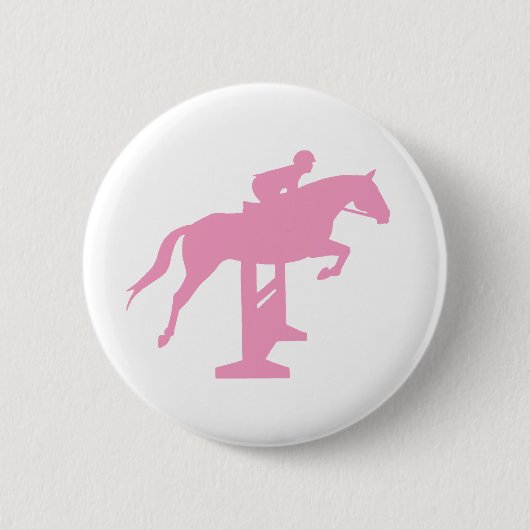 Hunter Jumper Horse & Rider (roze) Ronde Button 5,7 Cm (Voorkant)