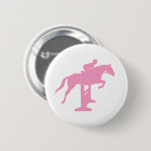 Hunter Jumper Horse & Rider (roze) Ronde Button 5,7 Cm (Voorkant /achterkant)