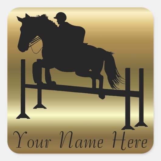  Hunter Jumper Horse Vierkante Sticker (Voorkant)