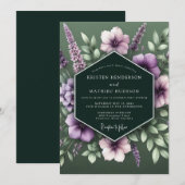 Hunter Lavender Bloom Bruiloft Kaart (Voorkant / Achterkant)