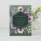 Hunter Lavender Bloom Wedding Kaart (Staand voorkant)