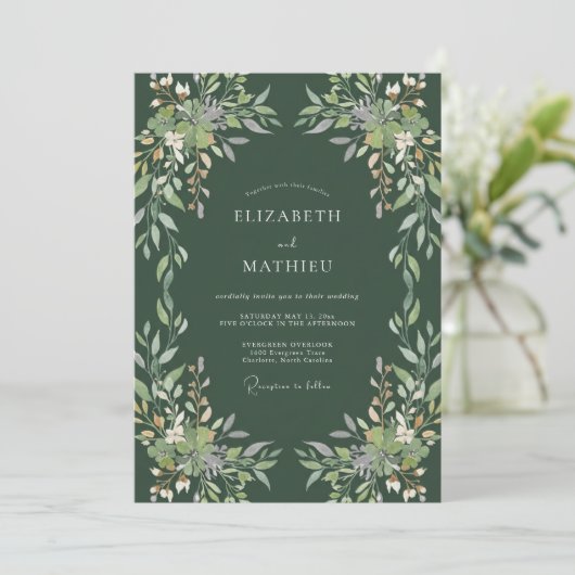 Hunter Leafy Bruiloft Kaart (Staand voorkant)