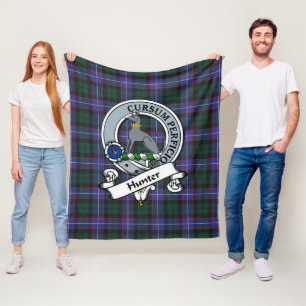 Hunter Modern Clan Badge Schotse Ruit Plaid Fleece Deken