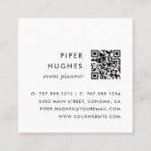 Hunter | Moderne minimalistische QR-code Vierkante Visitekaartje (Achterkant)