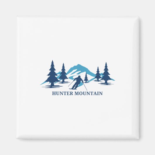Hunter Mountain New York Ski Resort Skiër _ Magneet (Voorkant)