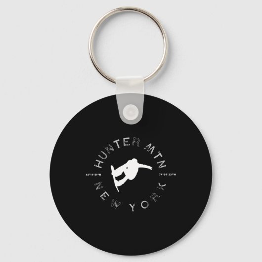 Hunter Mountain NY Retro Snowboarden Sleutelhanger (Voorkant)