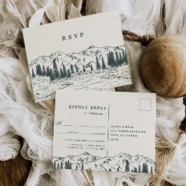 Hunter | Mountain Sketch Wedding Meal Choice RSVP Briefkaart