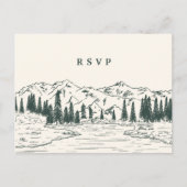 Hunter | Mountain Sketch Wedding Meal Choice RSVP Briefkaart (Voorkant)