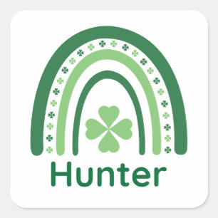 Hunter Name Clover Boho Rainbow Vierkante Sticker