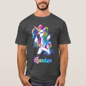 HUNTER Name Personalized Custom Rainbow Unicorn T-shirt (Voorkant)