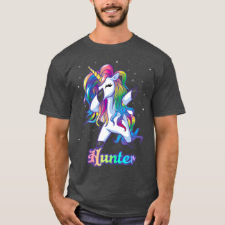 HUNTER Name Personalized Custom Rainbow Unicorn T-shirt