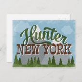 Hunter New York Fun Retro Snowy Mountains Briefkaart (Voorkant / Achterkant)