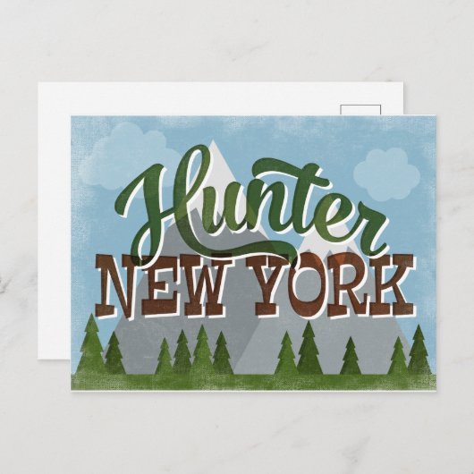 Hunter New York Fun Retro Snowy Mountains Briefkaart (Voorkant / Achterkant)
