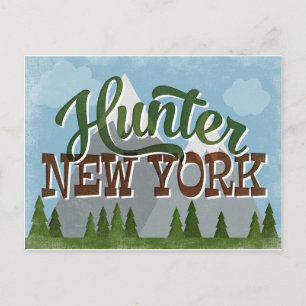 Hunter New York Fun Retro Snowy Mountains Briefkaart