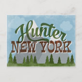 Hunter New York Fun Retro Snowy Mountains Briefkaart (Voorkant)
