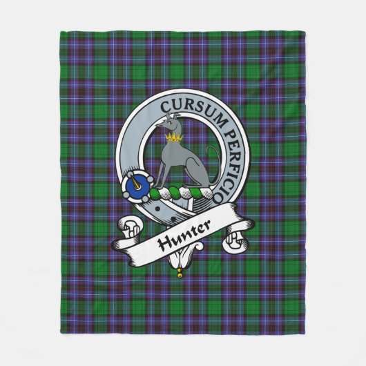 Hunter of Peeblesshire Clan Badge Tartan Fleece Deken (Voorkant)