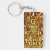 Hunter Orange Camouflage Glitter Camo Name Sleutelhanger (Voorkant)