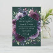 Hunter Plum Floral Wedding Kaart (Staand voorkant)