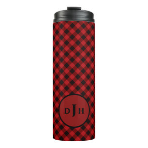 Hunter Red Buffalo Black Pattern Monogram Thermosbeker