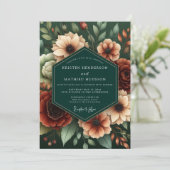 Hunter Rust Moody Bloom Wedding Kaart (Staand voorkant)